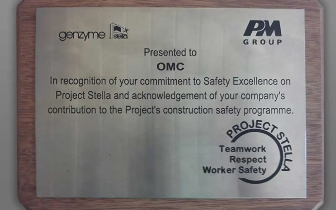 OMC receive award for safety/teamwork